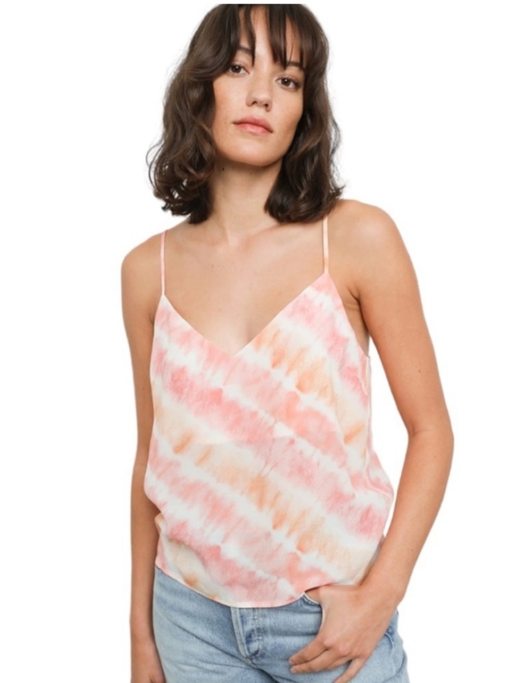 Rails NWT SZ L Luxe Satin Paola Cami in Sunset Tie-Dye Print! 🌺